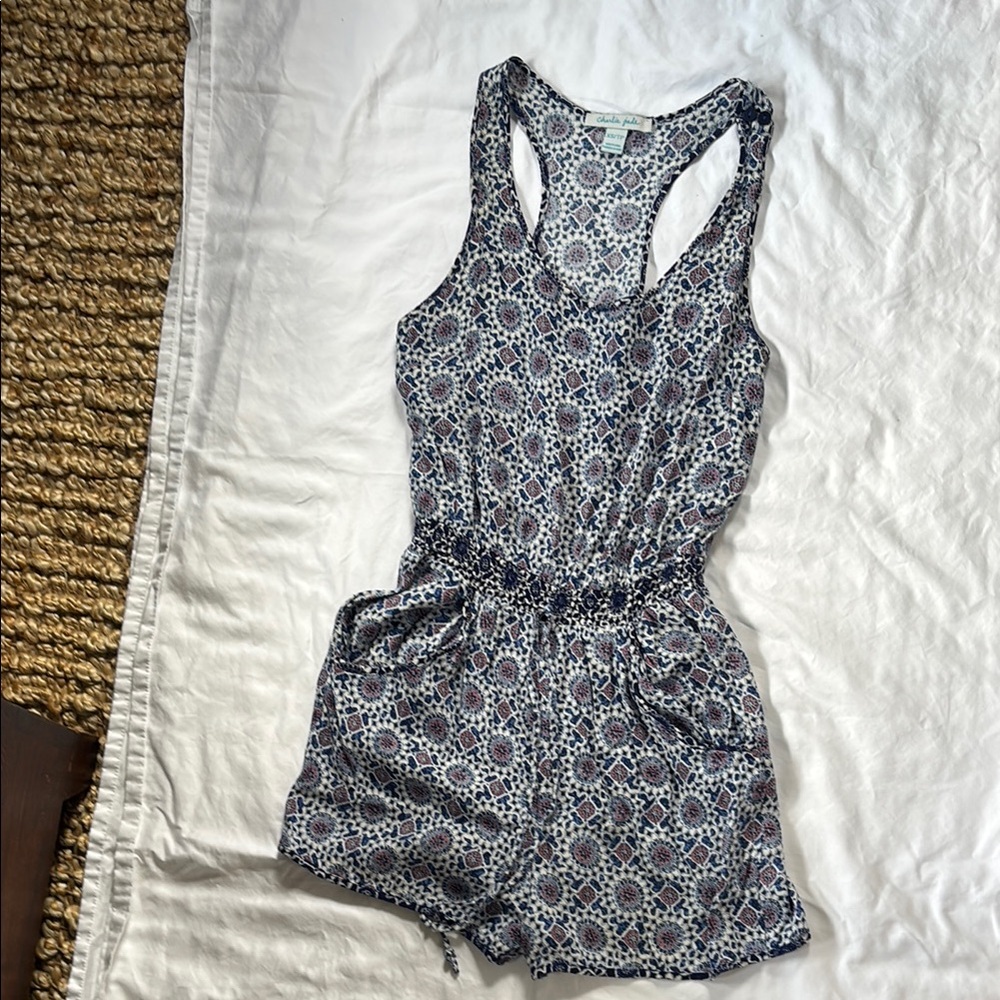Charlie Jade Blue and White Jumpsuit with Racerback